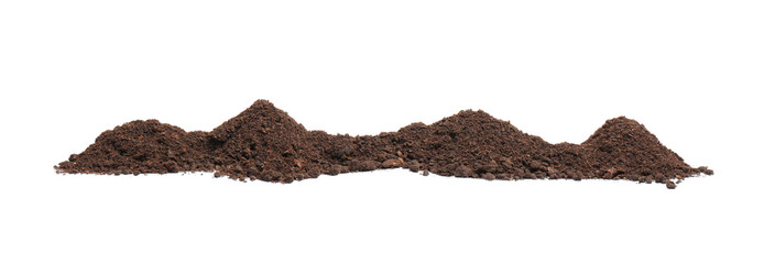 Pile of humus soil isolated on white