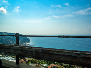 view from the coastal suspended highway into the Mediterranean sea in the French Riviera in summer