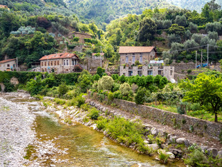 Fototapeta na wymiar small rural village in Liguria back country Italy in summer