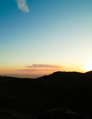 Beautiful sunset over extinct volcano Montana Roja, Lanzarote.