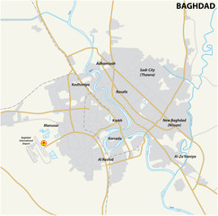 Road map of the Iraqi capital Baghdad