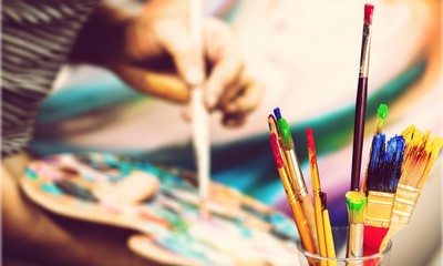 Different Artist brushes, close-up view