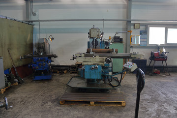 Retro industrial machine for metalworking in the factory workshop