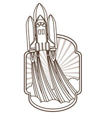 frame with rocket taking off icon