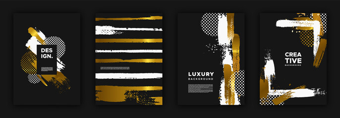 Gold and black luxury background design set