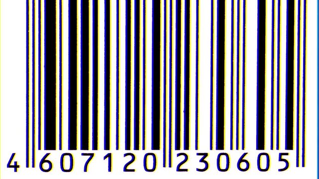 Barcode scanner. Barcode chaos. Animated background. Sequence of fast changing labels digits as looping retail animation.