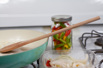 Jar of Green, Red, and Yellow Bell Peppers