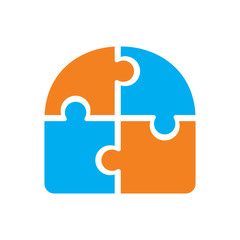 Puzzle icon on background for graphic and web design. Simple vector sign. Internet concept symbol for website button or mobile app.