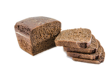 Black sliced bread. Isolated on a white background. 