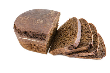 Black sliced bread. Isolated on a white background. 