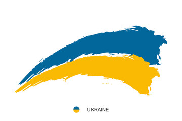 Watercolor painting Ukraine national flag. Grunge brush yellow and blue stroke ukranian Independence day symbol. - Vector