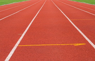 The white line on Synthetic Rubber Treadmill, Start point of run competition go to finish