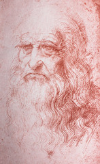 Portrait of Leonardo da Vinci in the vintage book Leonardo da Vinci by A.L. Volynskiy, St....