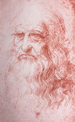 Portrait of Leonardo da Vinci in the vintage book Leonardo da Vinci by A.L. Volynskiy, St....