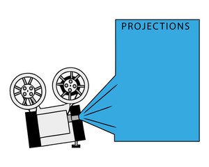 Cinema exposition frame with film projector