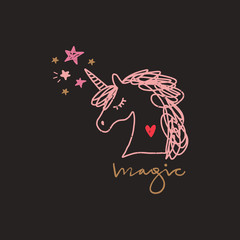 Vector unicorn lettering funny art, baby stylish illustration © Knstart Studio