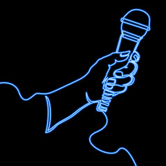 Continuous line microphone Karaoke neon concept