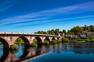 Fototapeta na wymiar View of west bridge street over River Tay, Perth, Scotland, UK