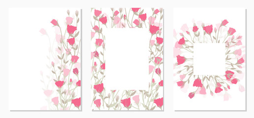 Set floral ornament card template leaves floral frame