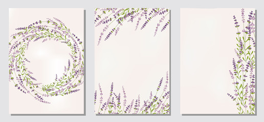 Set floral ornament card template leaves floral frame - obrazy, fototapety, plakaty