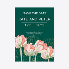 Elegant floral invite set modern card in tulips
