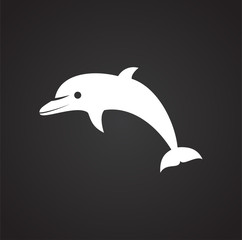 Dolphin icon on background for graphic and web design. Simple illustration. Internet concept symbol for website button or mobile app.