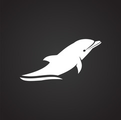 Dolphin icon on background for graphic and web design. Simple illustration. Internet concept symbol for website button or mobile app.