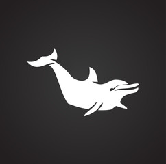 Dolphin icon on background for graphic and web design. Simple illustration. Internet concept symbol for website button or mobile app.