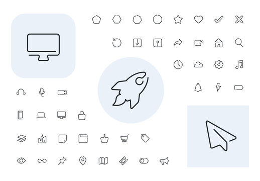 Single Line Vector Icons Layout
