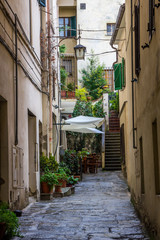 streets of Arezzo old town in Tuscany