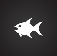Fish icon on background for graphic and web design. Simple illustration. Internet concept symbol for website button or mobile app.