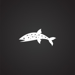 Fish icon on background for graphic and web design. Simple illustration. Internet concept symbol for website button or mobile app.