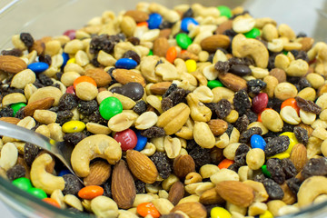 Bowl of trail mix ready to serve