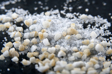 kitchen spices salt in close-up 