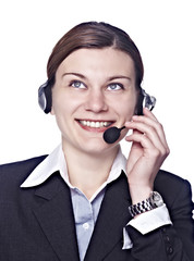 girl with headset operator support call