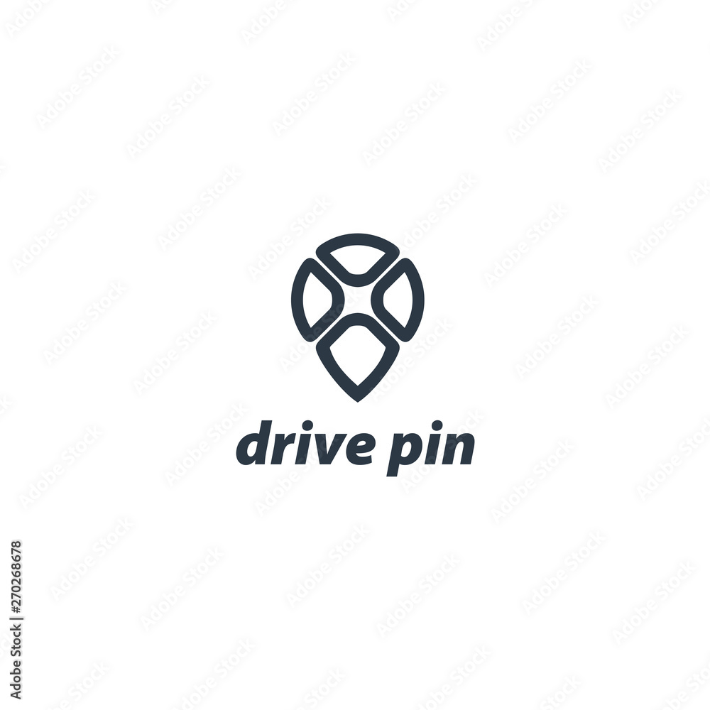 Aufkleber Steering Wheel Map Location Navigation Logo Design