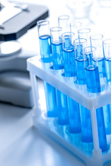 Laboratory, chemistry and science concept on white background