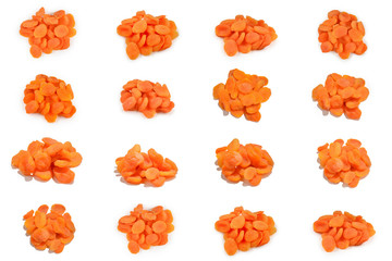 Dried apricots isolated on white background.