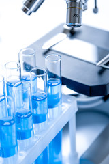 Laboratory, chemistry and science concept on white background