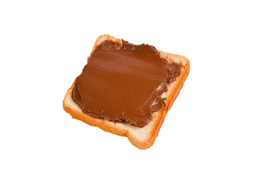 Сhocolate paste sandwich isolated on white background.