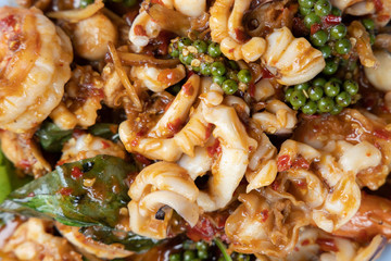 stir fried spicy seafood or seafood pad cha