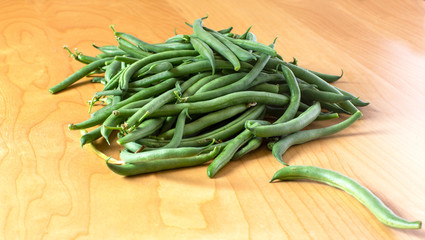 Green Beans Vegetable Isolated on Wooden Tabletop