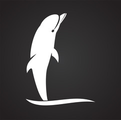 Dolphin icon on background for graphic and web design. Simple illustration. Internet concept symbol for website button or mobile app.