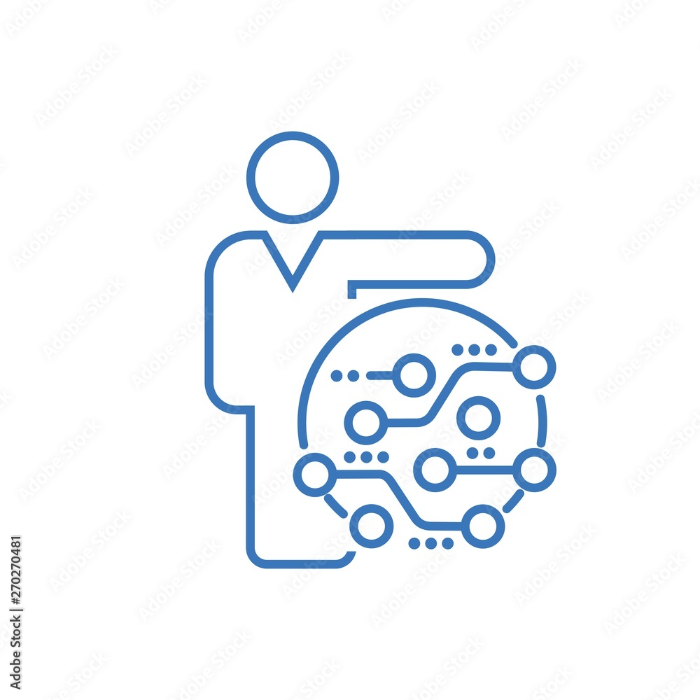 Poster control the spread of technology. vector linear icon.