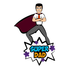 Isolated super dad with a hero costume - Vector