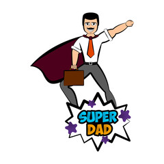 Isolated super dad with a hero costume - Vector