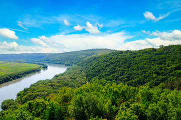 Fototapeta na wymiar Beautiful natural landscape of the river and forest.