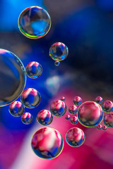 Oil and water marco shot with colourful background