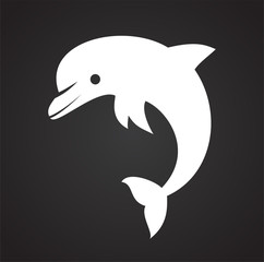 Dolphin icon on background for graphic and web design. Simple illustration. Internet concept symbol for website button or mobile app.