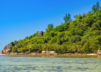 Beautiful tropical landscape of a sandy beach, Seychelles